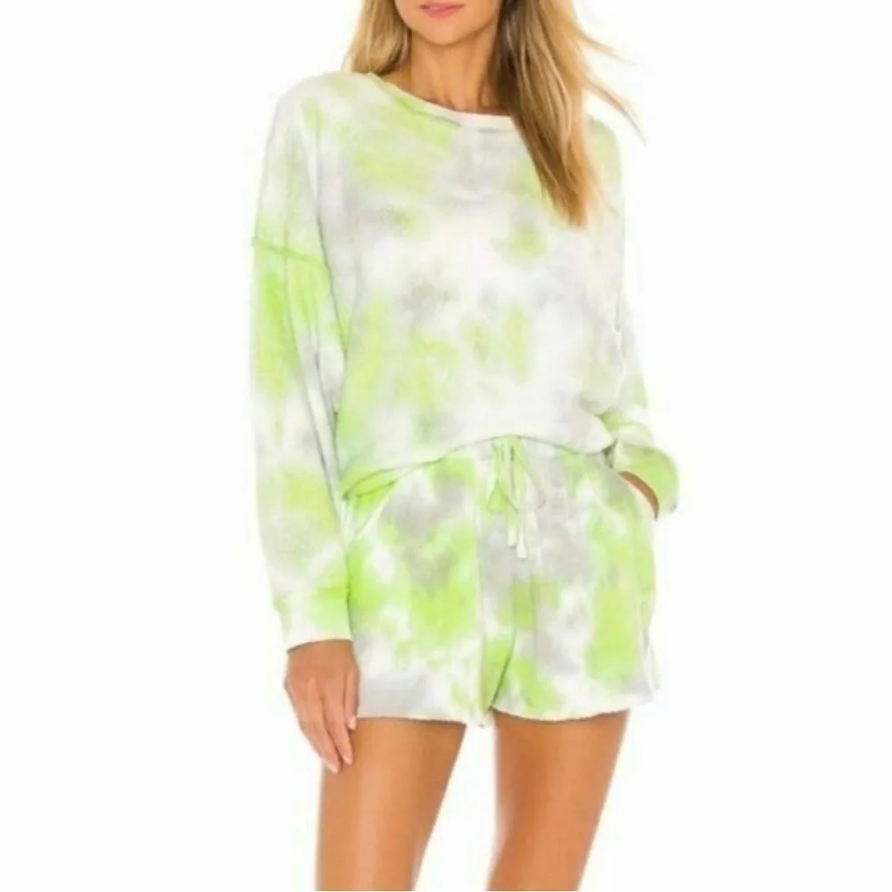 NEW Free People Boho Green, Gray & White Tye Dye Kelly Terry Shorts